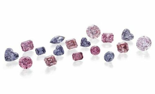 Coloured diamonds in different shades of pink